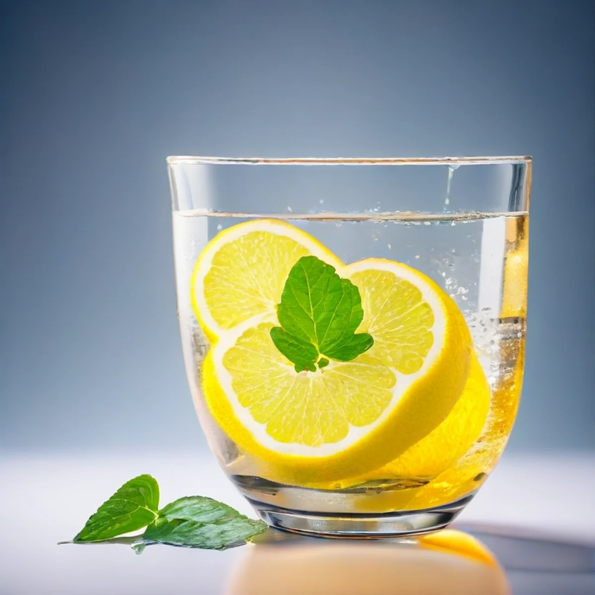 bicchiere d'acqua fresca con limone e menta