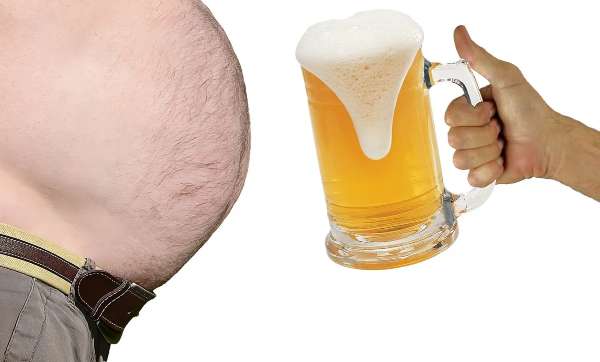 obesity, health, alcohol, beer, nutrition, sandwich, bad, habits, unhealthy, diet, drink, obese, big, belly, stomach, fat, glass, hand, obesity, obesity, obesit